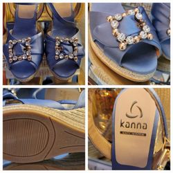 New Kanna wedge espadrilles with rinhstones size 8.5