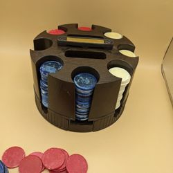 Vintage Poker Caddy Chip / Card Holder  Brown With Chips RBW NO CARDS