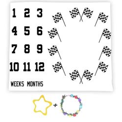 Monthly Milestone Baby Blanket Race Car 
