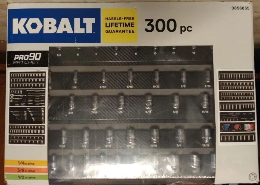 Kobalt 300-Piece Standard (SAE) and Metric Polished Chrome Mechanics Tool Set 