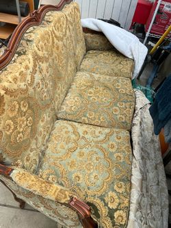 Victorian Style Carved Wood Floral Sofa
