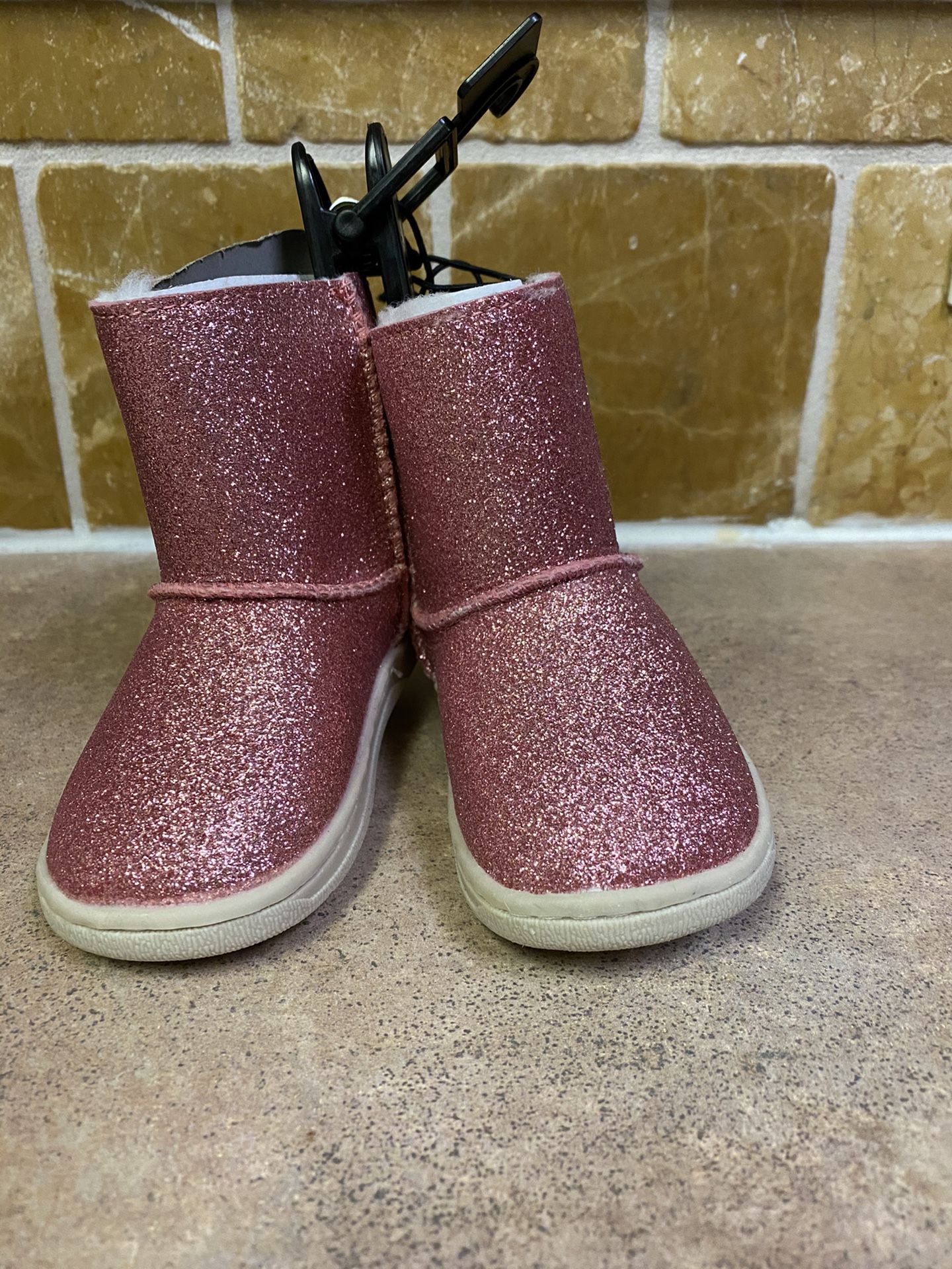 Infant Girls Pink Glitter Boots and Silver Slippers