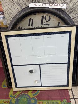 U Brands Magnetic Weekly Calendar & Dry Erase Combo Board with Wood Frame