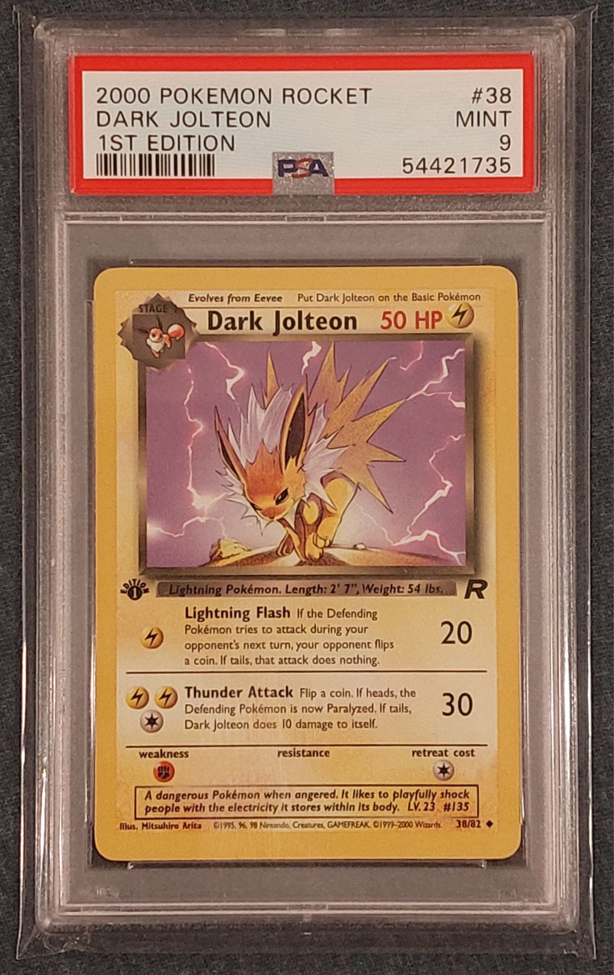 1st Edition Team Rocket Dark Jolteon 38/82 PSA 9 Pokemon