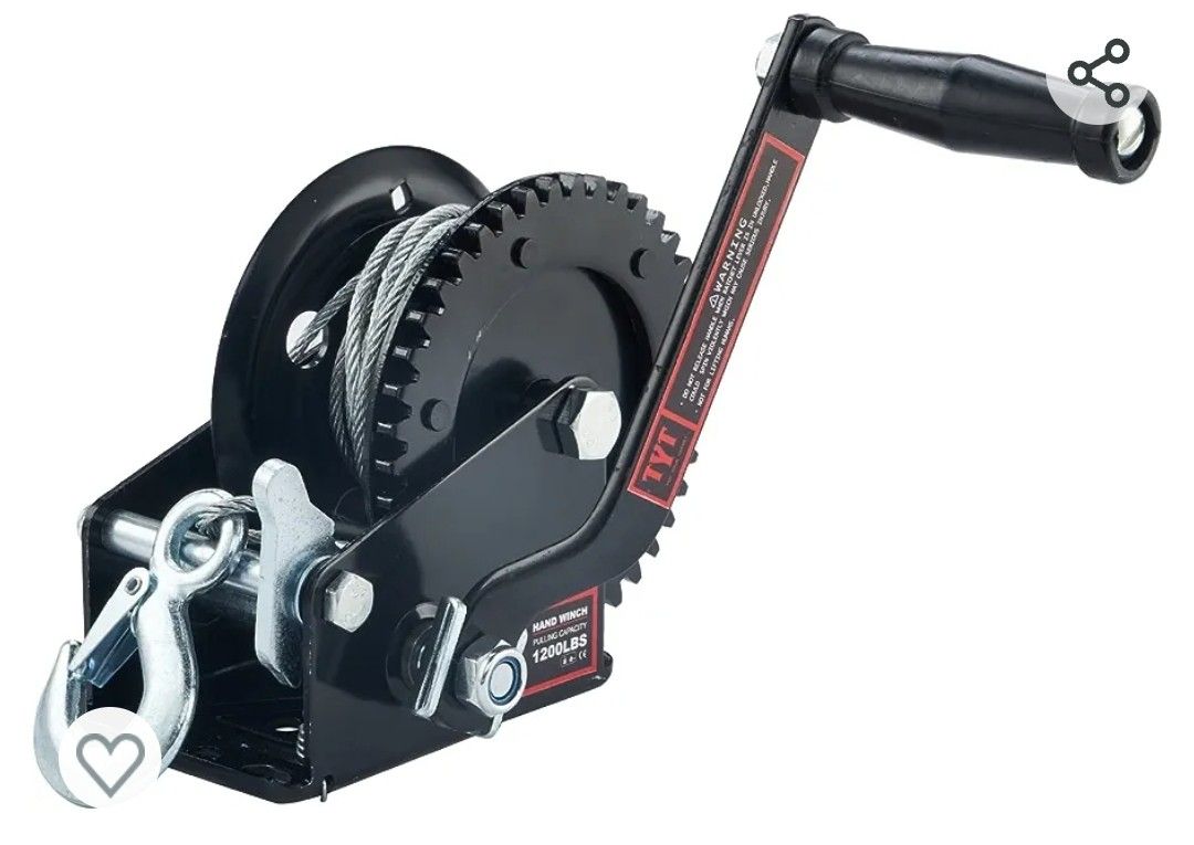 TYT 1200LB Boat Trailer Winch with 8M Steel Cable, High-Efficiency Transmission Ratio 4.1:1 Gear Hand Cable Winch with Hook, 2 Way Ratchet Crank Manua
