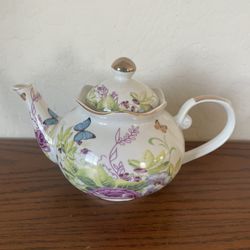 Porcelain Ceramic Butterfly Flower Tea pot
