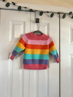 Mud Kingdom rainbow striped sweater, size 12-18 months