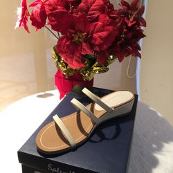 Beautiful Open Sandles beige Leather Size 8 Brand New Shoes In A Box.