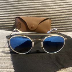 RAY BAN RB3647-N 51[]22 145 BLUE MIRROR BROWN GRADIENT ROUND AVIATOR SUNGLASSES