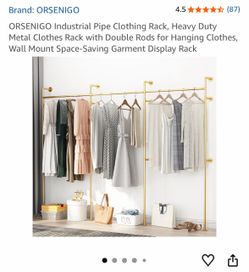 ORSENIGO Industrial Pipe Wall Mount Clothing Rack