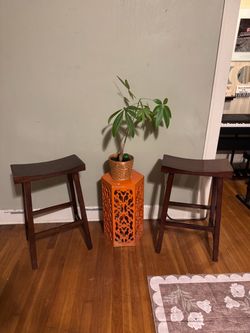 2 POTTERY BARN Tibetan Counter Stools