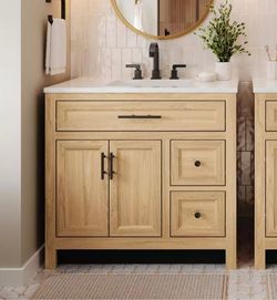 Haldone 37" Single Sink Bath Vanity w/ White Cultured Marble Top