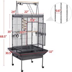 Yaheetech 69-inch Wrought Iron Rolling Large Parrot Bird Cage 