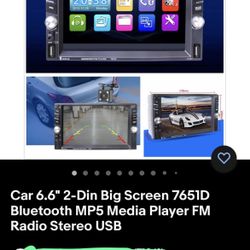Car 6.6" 2-Din Big Screen 7651D Bluetooth MP5 Media Player FM Radio Stereo USB