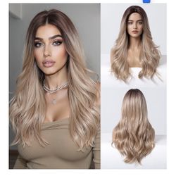 22in  Half Human Hair Wig – blend of real human hair and heat-resistant synthetic fiber for a natural loo