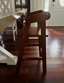 Yoleo Wooden High Chair for Toddlers to Teens, Adjustable Dining Feeding Chair with Steps Grows with Child, Max 60kg (Nut-Brown)