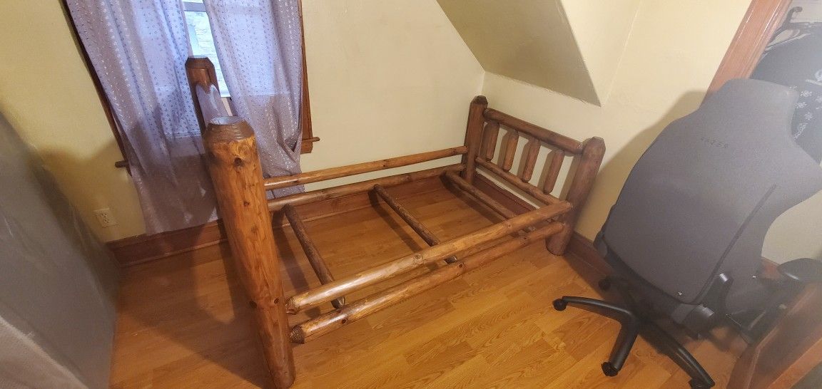 Twin Amish Made Bed Pine Wood.