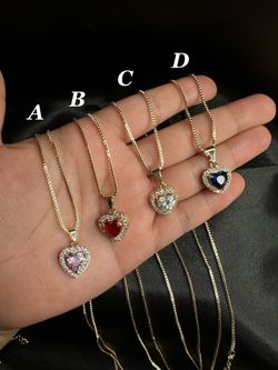 18k Gold Filled Heart Pendant Necklaces