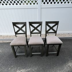 (3) Wooden Bar Height/ Island Chairs With Padded Seats