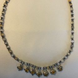 Sterling Silver and Citrine Stone Necklace