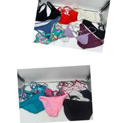 16 pc Ladies Womens small lot of mis-match bikini tops & bottoms 