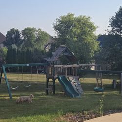 Play Set With Slide, Swings And Tire Swing