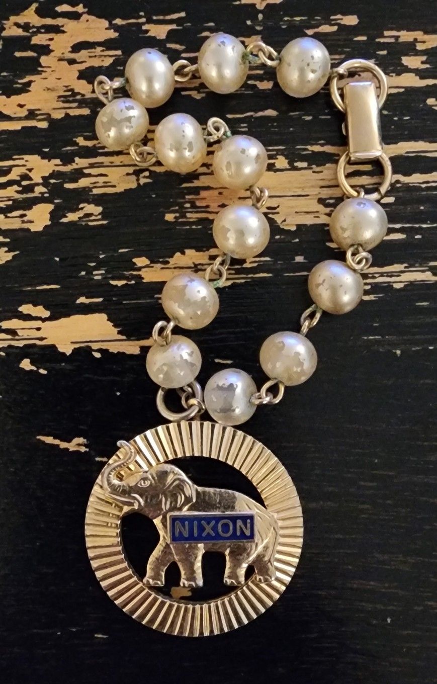 Vintage Richard Nixon Presidential Bracelet with Faux Pearls