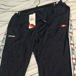Ellesse Brand New Windbreaker Pants Size Small Navy/Baby Blue/White