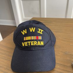 VINTAGE World War II Hat Army RET J.Maddrey STAMP Cap Eagle Crest  U.S.A.