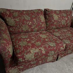Burgundy Floral Couch
