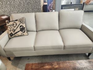 transitional leather cream sofa and 2 chairs