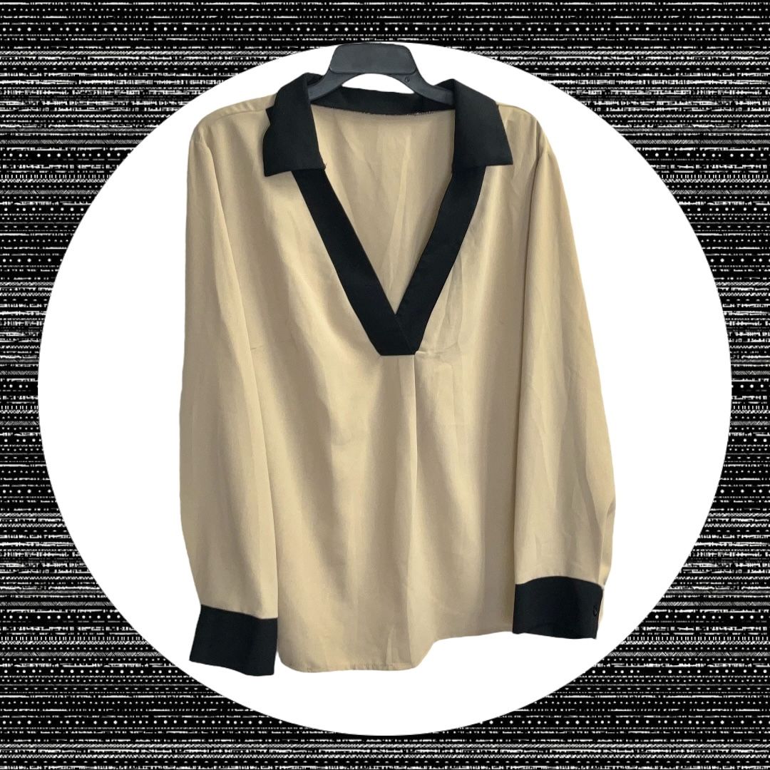 SHEIN Curve Golden Tan & Black Semi-Sheer Blouse Women 3X