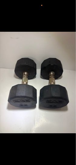 Two CAP 25lb rubber hex dumbbells
