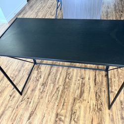 Black Computer desk 39 inch foldable with iron frame and wood table