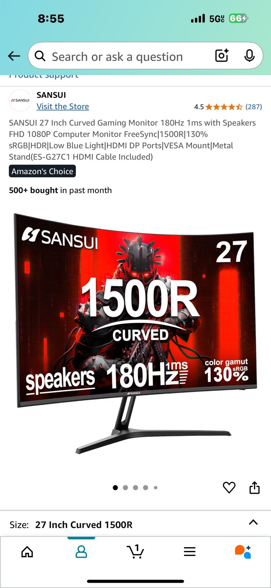 Two 27 Inch Curved Monitors