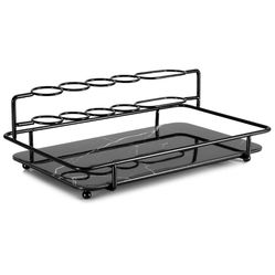 Bathroom Countertop Organizer, Standing Shelf Vanity Tray Cosmetic Makeup Storage,Wrought Iron Toothbrush Holder Toothpaste Holder Stand, Black