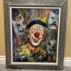 Original Framed Clown Painting by Val Fox 