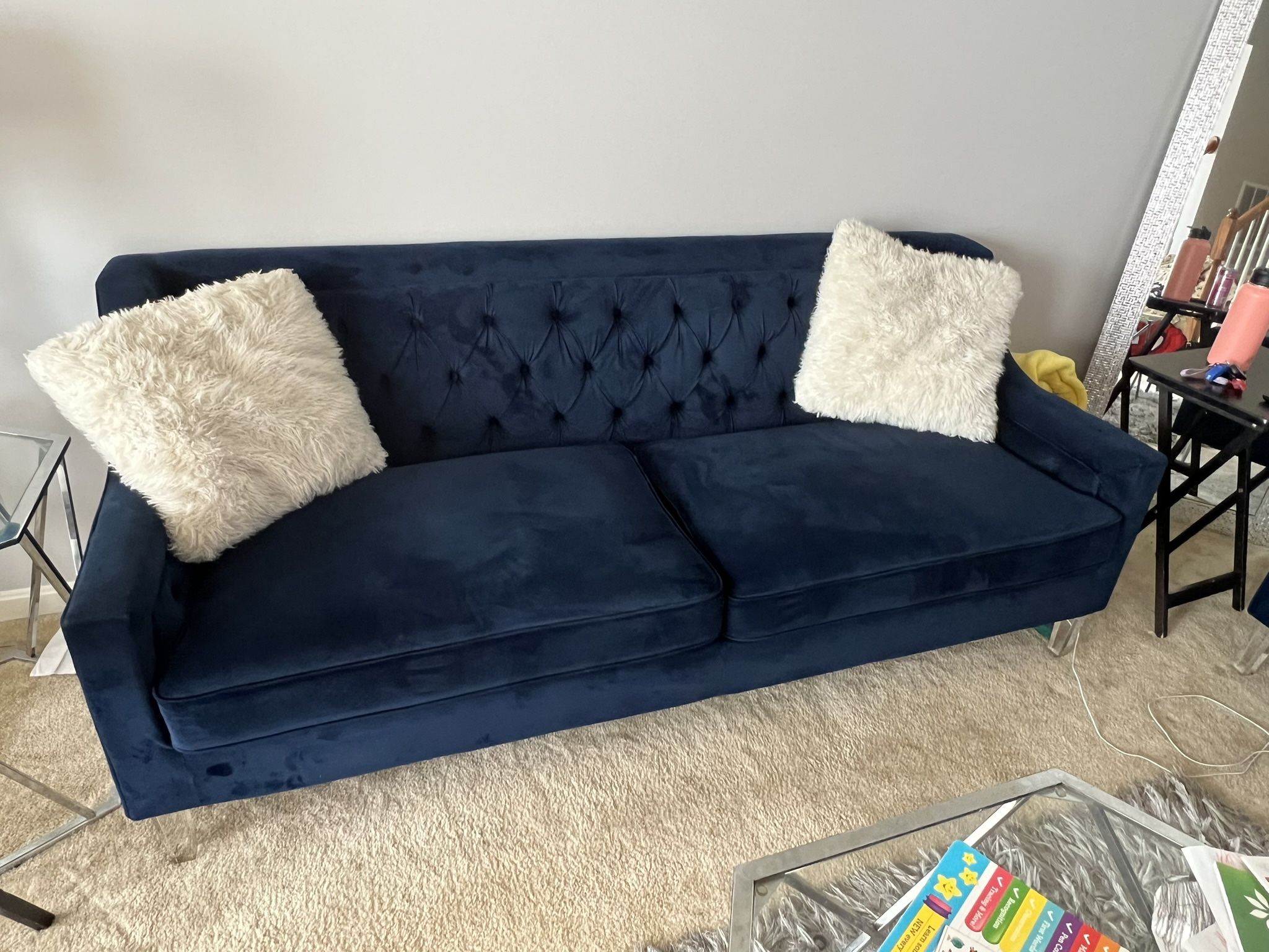 Velvet Blue Couch Set