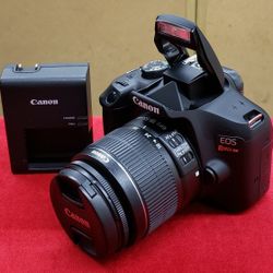 Canon EOS Rebel T6 18MP Digital SLR Camera + Canon EF-S 18-55mm f/3.5-5.6 IS II Lens + Charger - Battery - Black - Working