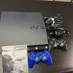 PlayStation 3 Slim With Controllers And New Game