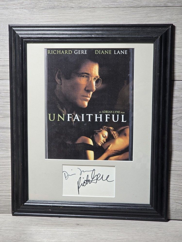 Richard Gere Diane Lane Signed In Person 17x14 Framed Matted Autograph Photo
