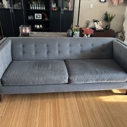Couch - Comfy Grey Blue Mid-Century Style Sofa