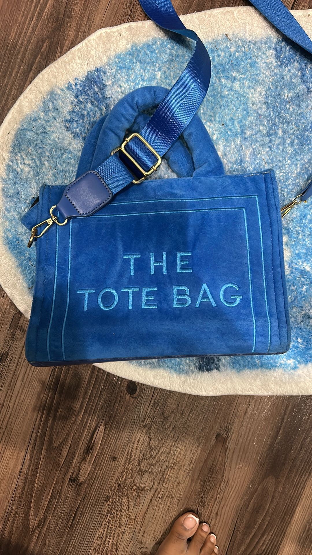 The tote bag velour blue