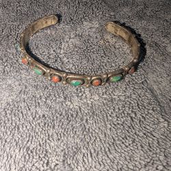 Arizona Vintage Sterling Silver Turquoise With Bezel Bracelet