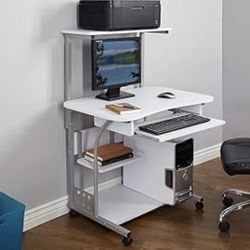 New White Rolling Mobile Computer Workstation 