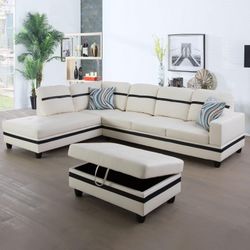 black synthetic leather sectional sofa family living space footrest bundle furnishings for sales near me