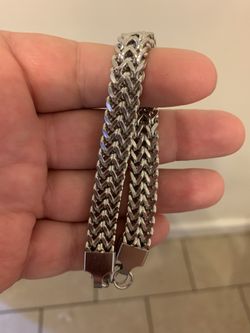Double linked silver bracelet