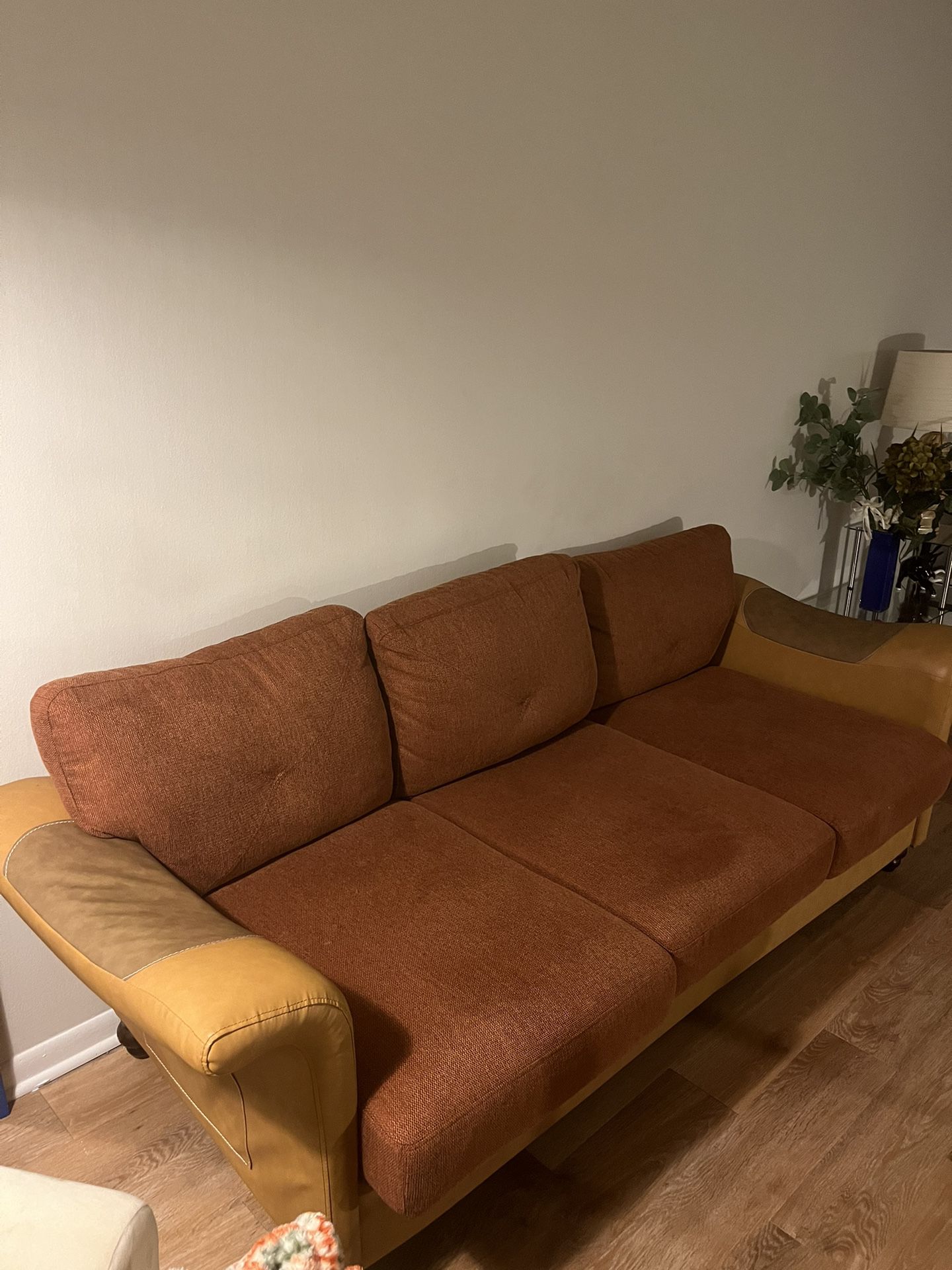 New Brown/red/orange Mid Century Modern Sofa. Need Gone By 1/22!