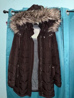 Abercrombie & Fitch Puffer Coat with Faux Fur Hood