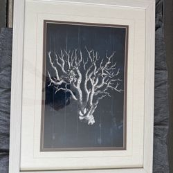 Coral Blue and White wall art 